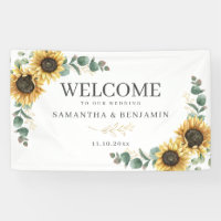 Floral Sunflower Eucalyptus Script Wedding Welcome