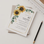 Floral Sunflower Eucalyptus Surprise 40th Birthday Invitation<br><div class="desc">Create a floral surprise birthday party invitation using our pretty template featuring sunflowers,  eucalyptus greenery with geometric frame on white background. Easily click the “Personalize” button to the details</div>