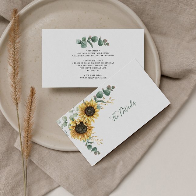 Floral Sunflower Eucalyptus Wedding Enclosure Card (Floral Sunflower Eucalyptus Wedding Details Enclosure Card)