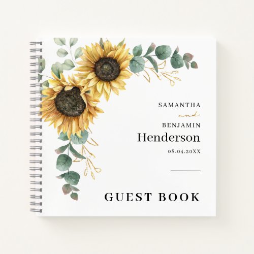 Floral Sunflower Eucalyptus Wedding Guest Book