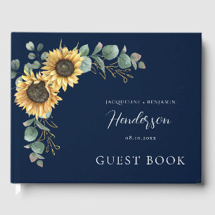 Floral Sunflower Eucalyptus Wedding Guest Book
