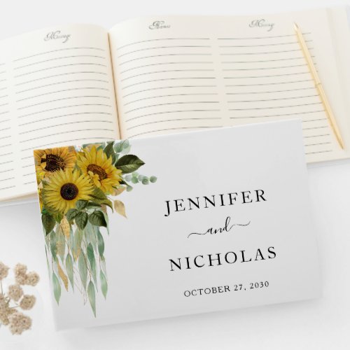 Floral Sunflower Eucalyptus Wedding Guest Book