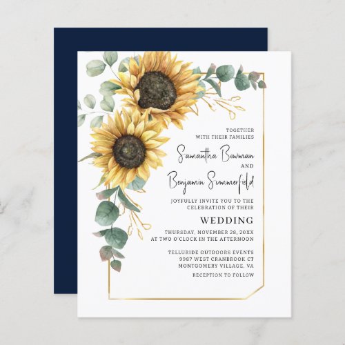 Floral Sunflower Eucalyptus Wedding Invitation