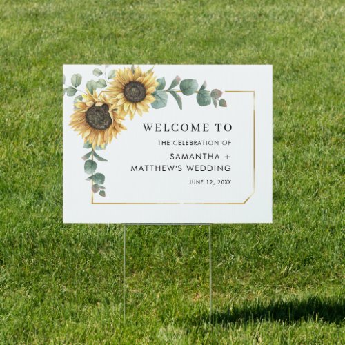 Floral Sunflower Eucalyptus Wedding Sign