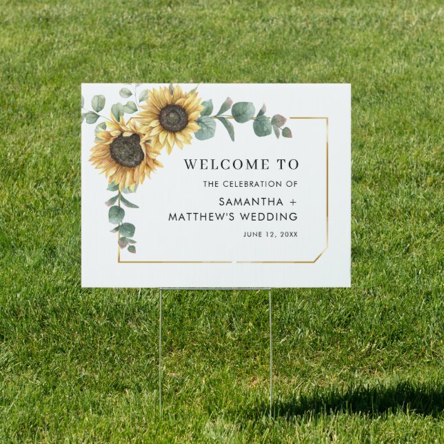 Floral Sunflower Eucalyptus Wedding Sign (Insitu)