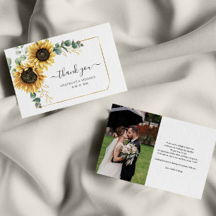 Floral Sunflower Eucalyptus Wedding Thank You Card