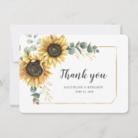 Floral Sunflower Eucalyptus Wedding Thank You