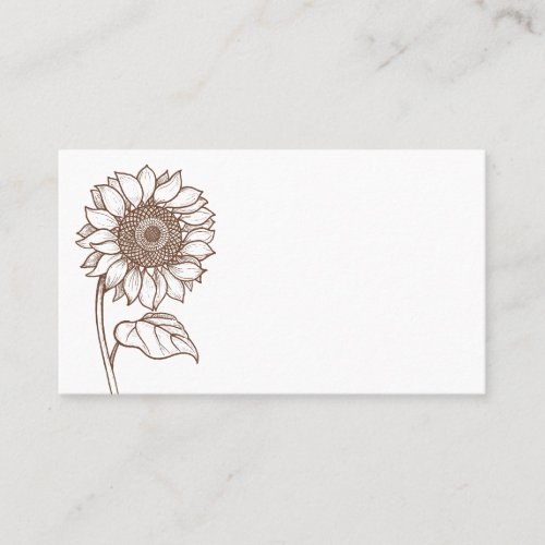 Floral Sunflower Flower Brown Country Wedding Place Card