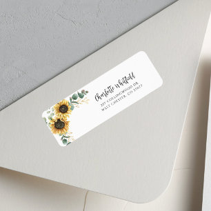 Floral Sunflower Foliage Script Return Address Label