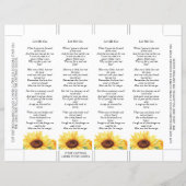 Floral Sunflower Funeral Bookmark (Back)