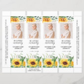 Floral Sunflower Funeral Bookmark (Front)