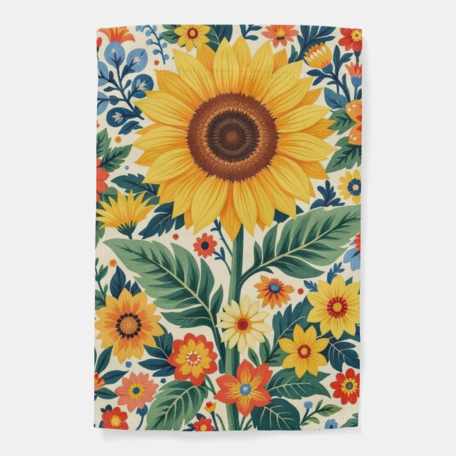 floral sunflower garden flag (Front)