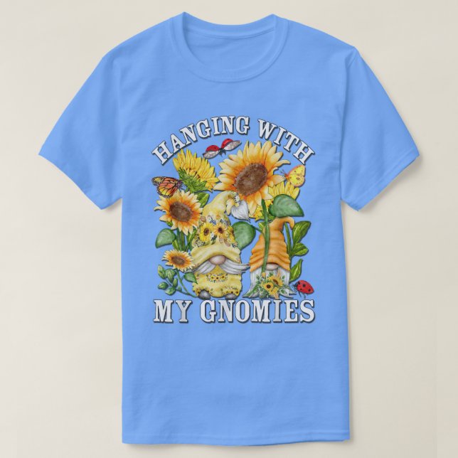 Floral Sunflower Gnome For Hippies Hanging With My T-Shirt (Design Front)