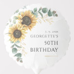 Floral Sunflower Greenery 50th Birthday Party Balloon<br><div class="desc">Celebrate the milestone of 50 with grace, elegance, and style with our custom sunflower 50th birthday party Balloon! Designed specifically for this monumental occasion, our party supplies blend the beauty of nature and color with modern typography. Customize by using our Personalize button to add the details to this birthday party...</div>