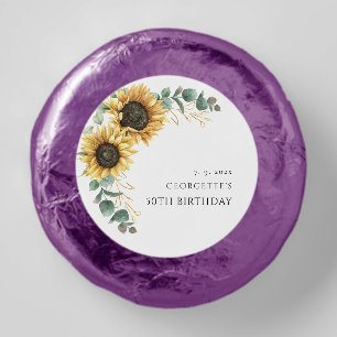 Floral Sunflower Greenery 50th Birthday Party Dipped Oreo Cookie Favors