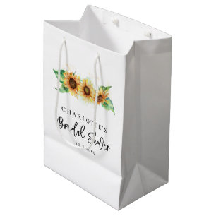 Floral Sunflower Greenery Bridal Shower Medium Gift Bag