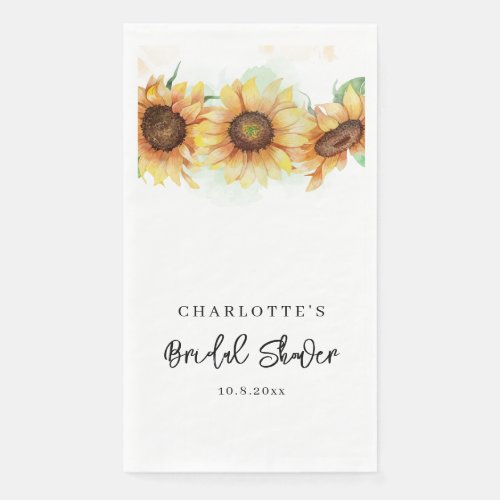 Floral Sunflower Greenery Bridal Shower Paper Guest Towels