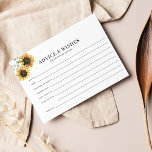 Floral Sunflower Greenery Couples Wedding Advice<br><div class="desc">Create a modern Sunflower Floral and Eucalyptus wedding well wishes and advice card with this cute template featuring beautiful rustic floral bouquet with modern simple typography. TIP: Matching wedding suite cards like RSVP, wedding programs, banners, tapestry, gift tags, signs, and other wedding keepsakes and goodies are available in the collection...</div>