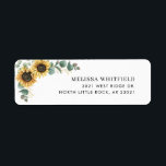 Floral Sunflower Greenery Return Address Label<br><div class="desc">Create a modern Sunflower Floral return address labels with this cute template featuring beautiful rustic floral bouquet, geometric gold effect frame, with modern simple typography. TIP: Matching wedding suite cards like RSVP, wedding programs, banners, tapestry, gift tags, signs, and other wedding keepsakes and goodies are available in the collection below...</div>
