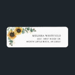 Floral Sunflower Greenery Return Address Label<br><div class="desc">Create a modern Sunflower Floral return address labels with this cute template featuring beautiful rustic floral bouquet, geometric gold effect frame, with modern simple typography. TIP: Matching wedding suite cards like RSVP, wedding programs, banners, tapestry, gift tags, signs, and other wedding keepsakes and goodies are available in the collection below...</div>