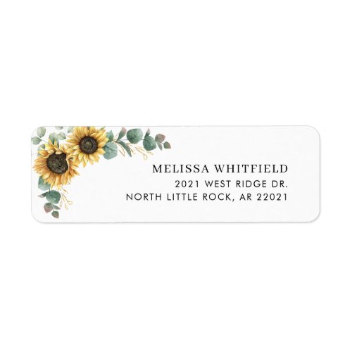 Floral Sunflower Greenery Return Address Label