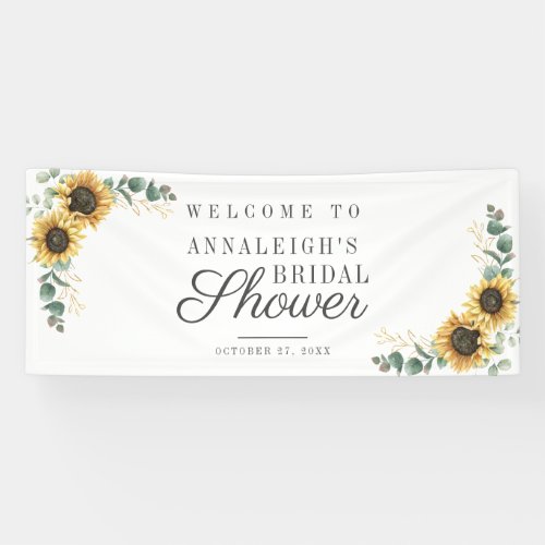 Floral Sunflower Modern Bridal Shower Welcome Banner