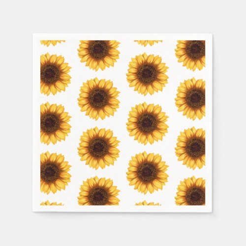 Floral Sunflower Pattern Rustic Country Napkins