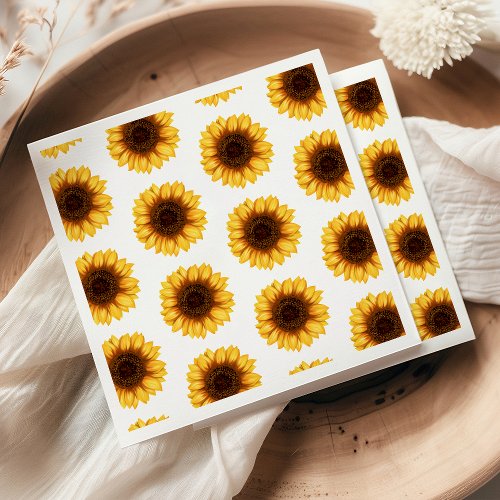 Floral Sunflower Pattern Rustic Country Napkins