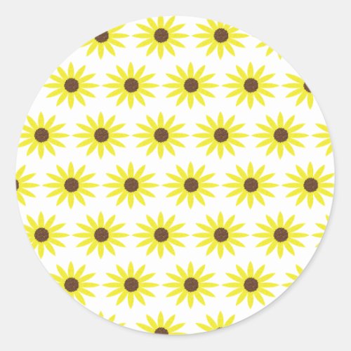 Floral Sunflower Patterns Golden Yellow Flowers Classic Round Sticker