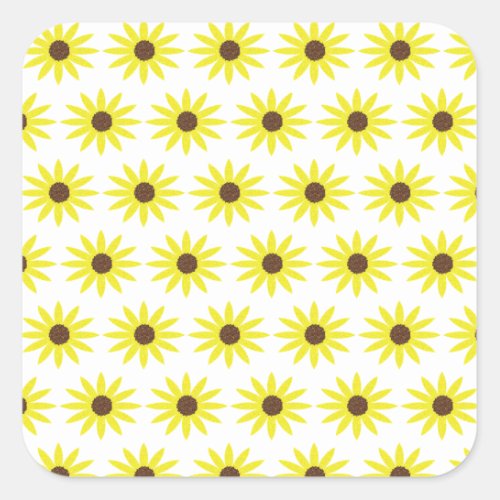 Floral Sunflower Patterns Golden Yellow Flowers Square Sticker