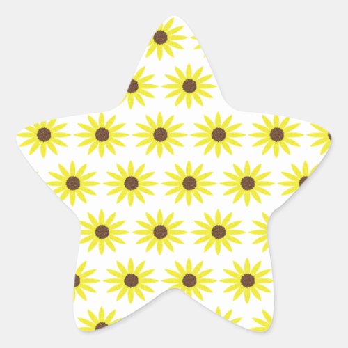 Floral Sunflower Patterns Golden Yellow Flowers Star Sticker
