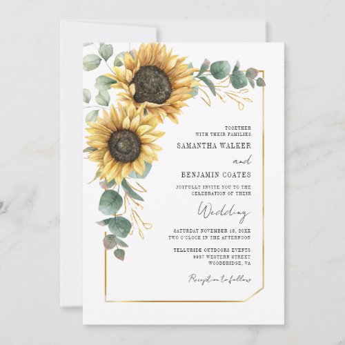 Floral Sunflower QR Code All in One Wedding