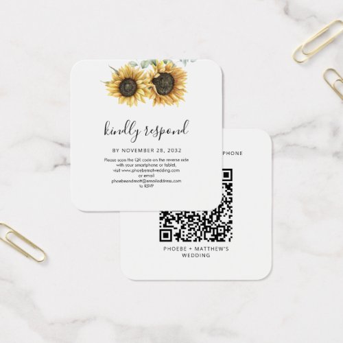 Floral Sunflower QR Code Wedding Website RSVP