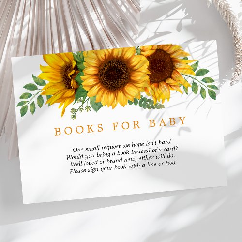 Floral Sunflower Rustic Baby Shower Books For Baby Enclosure Card