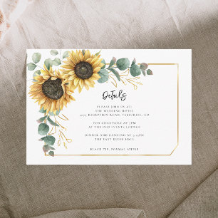 Floral Sunflower Script Wedding Reception Details Enclosure Card