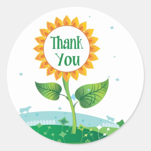 Floral Sunflower Thank You Sticker  Seal