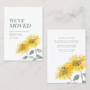Floral Sunflower Watercolor Moving Announcement