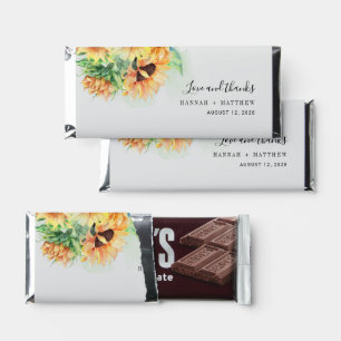 Floral Sunflower Watercolor Rustic Wedding Hershey Bar Favors