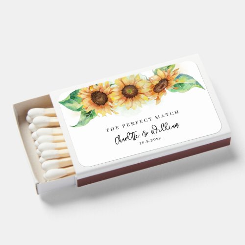 Floral Sunflower Wedding Favors Matchboxes