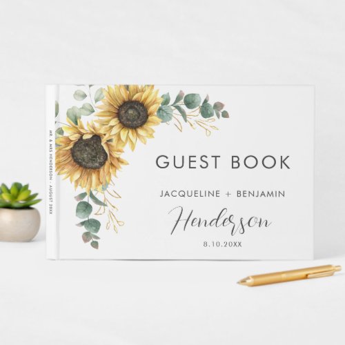 Floral Sunflower Wedding Guest Book