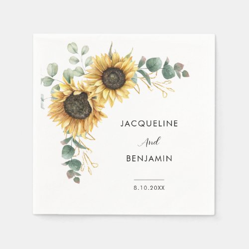 Floral Sunflower Wedding Napkins