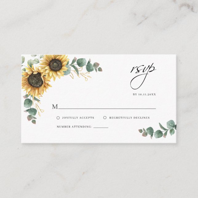 Floral Sunflower Wedding RSVP Enclosure Card (Front)