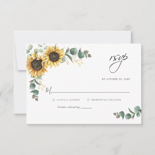 Floral Sunflower Wedding RSVP Enclosure Card (Front)