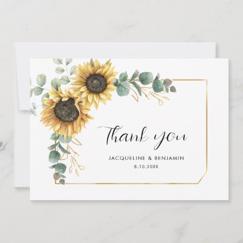 Floral Sunflower Wedding Thank You Card