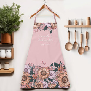 Floral Sunflower Women's Name Apron