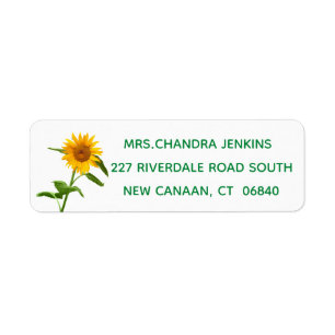 Floral Sunflower Yellow And Green Flowers Label