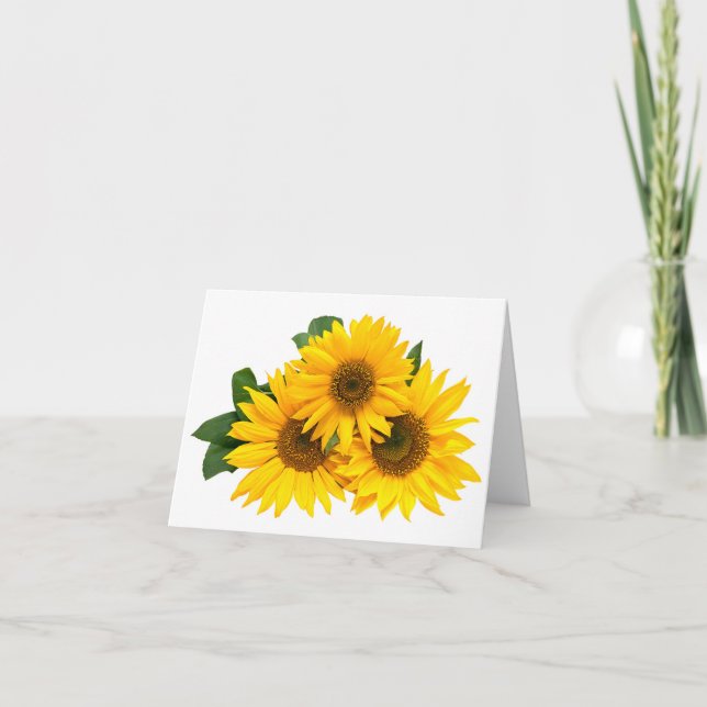 Floral Sunflower Yellow Flower Note Card (Front)