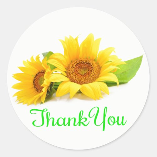 Floral Sunflower Yellow Sunflower Classic Round Sticker