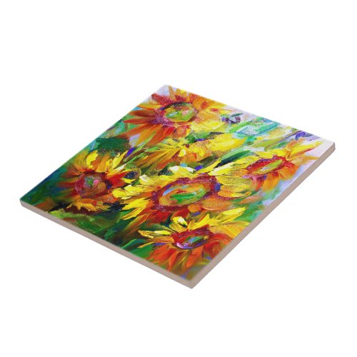 Floral Sunflowers Tile Design