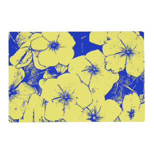 Floral Sunny Yellow Blue Motif Placemat